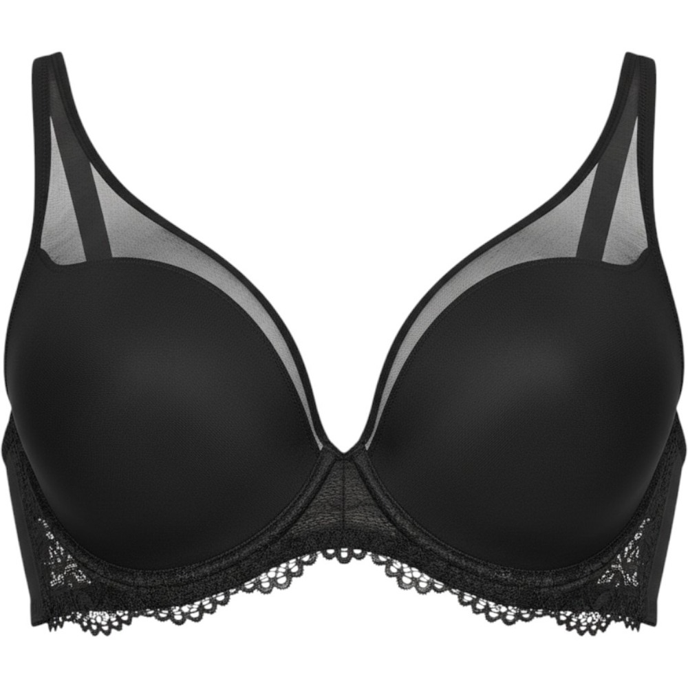 Adore Me Joslyn Extreme Push Up Mesh Overlay Bra 34C Underwire Womens Black NWT